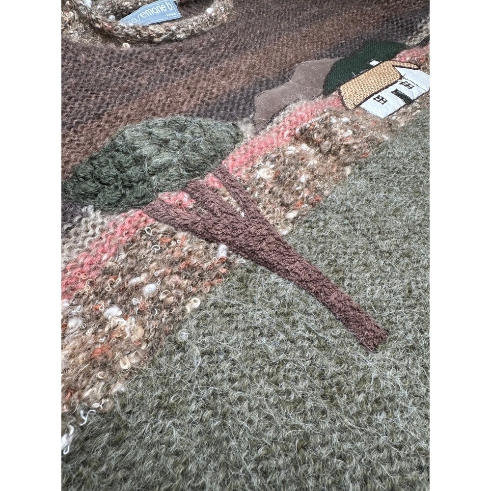 Rosemarie B Sweater Womens Large Brown Mohair Hand Knitted Landscape Ireland - Picture 4 of 8